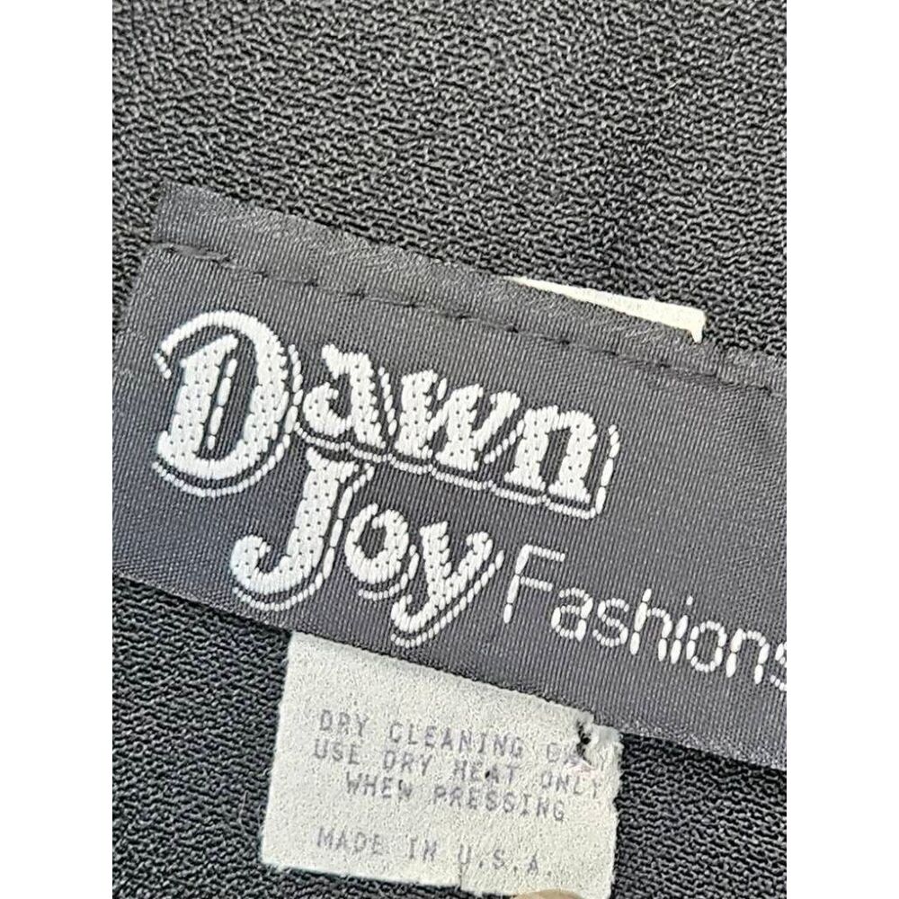 Dawn Joy Black Pants Suit Womens Small Vintage 80's Gold Trim - Picture 3 of 8